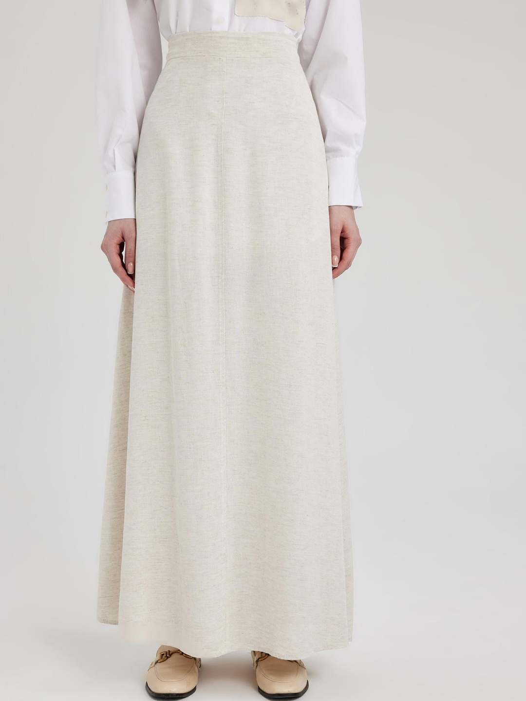 

DeFacto Flared Maxi Skirt, Beige