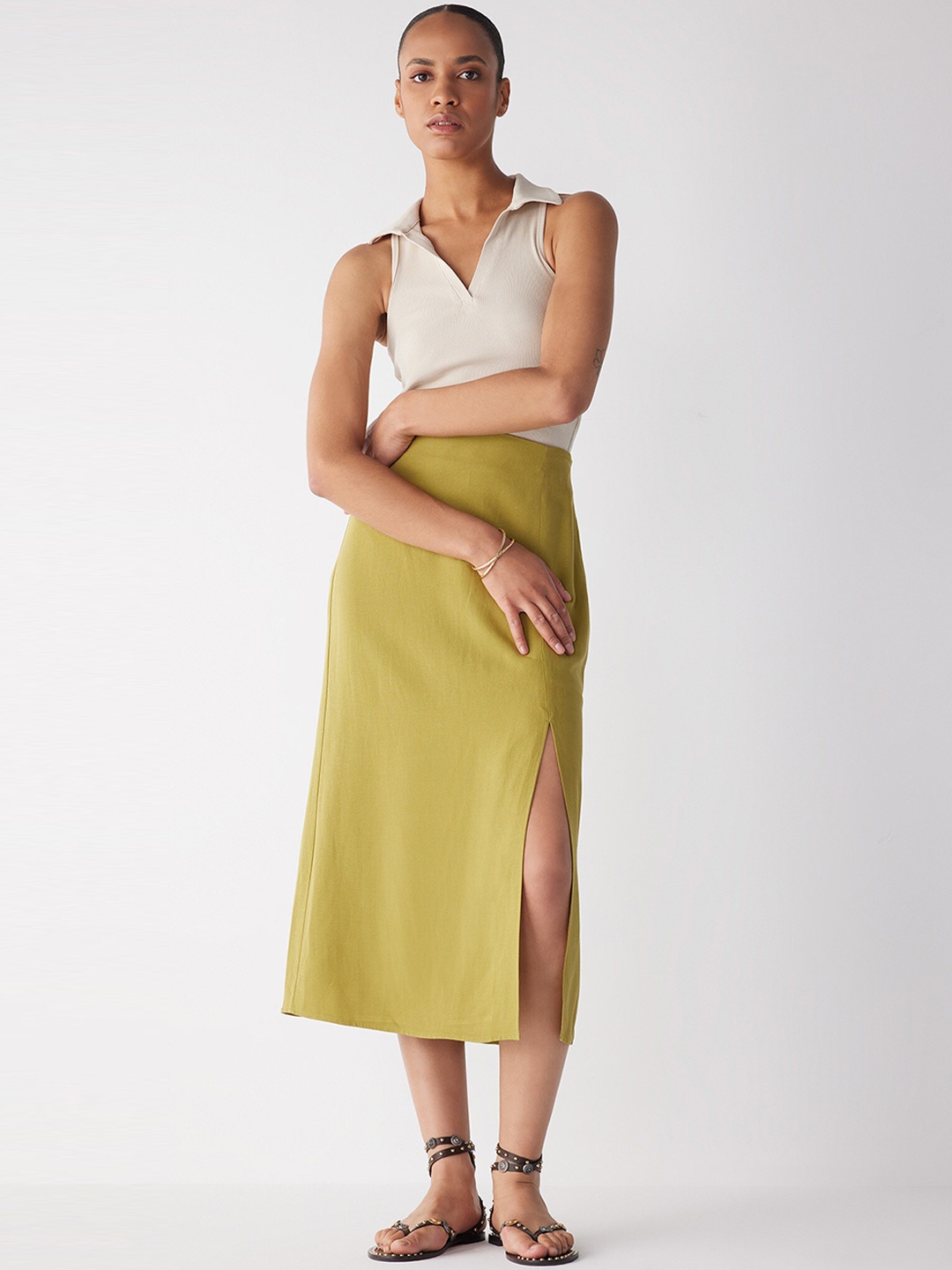 

DeFacto Midi Straight Skirts, Green