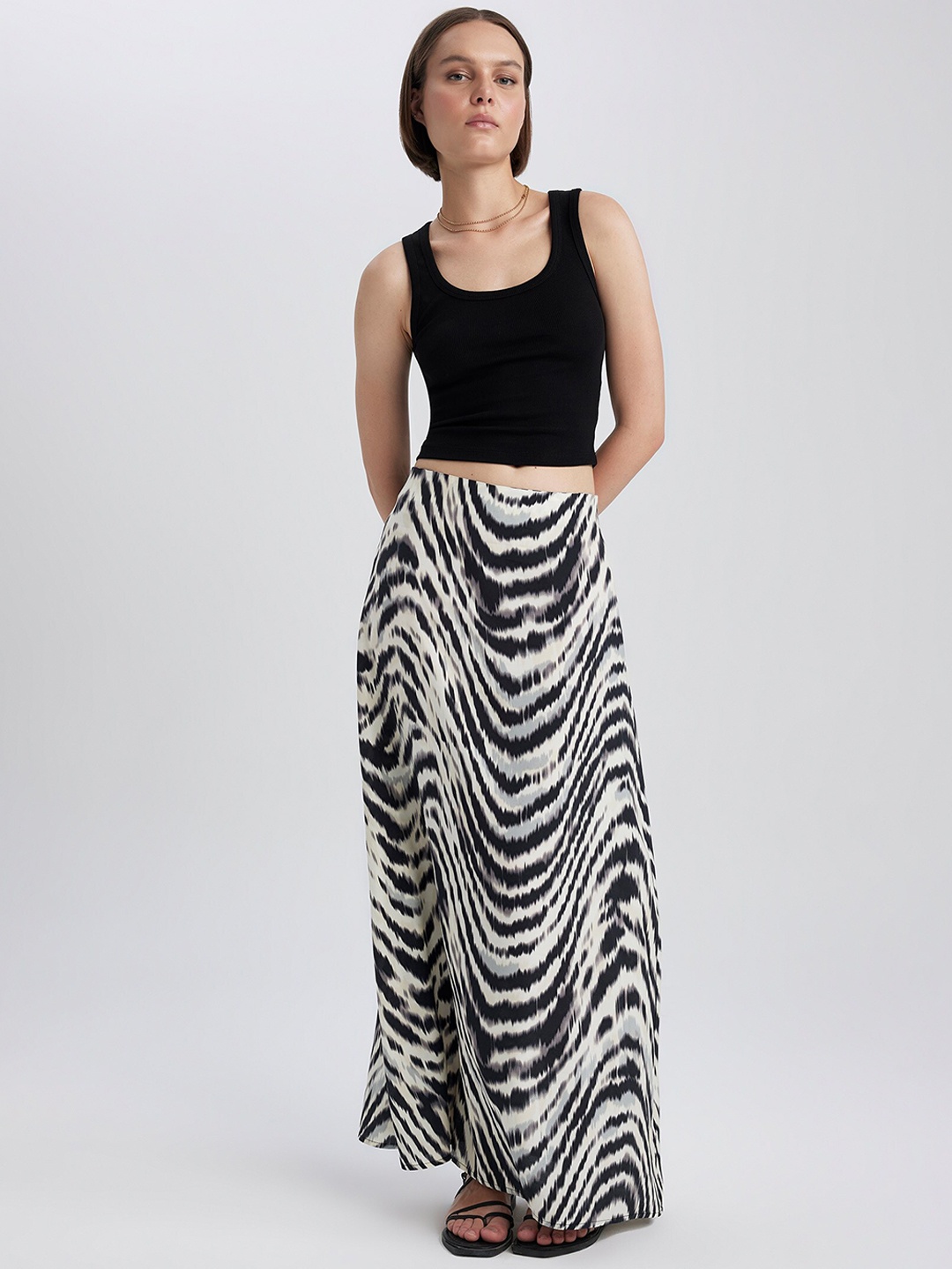 

DeFacto Printed Maxi Length Skirt, Na