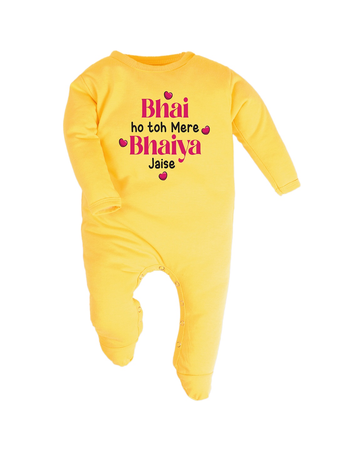 

FFLIRTYGO Infant Unisex Typography Printed Pure Cotton Sleepsuit, Yellow