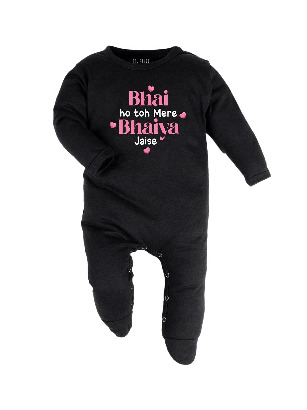 

FFLIRTYGO Infant Unisex Typography Printed Pure Cotton Sleepsuit, Black