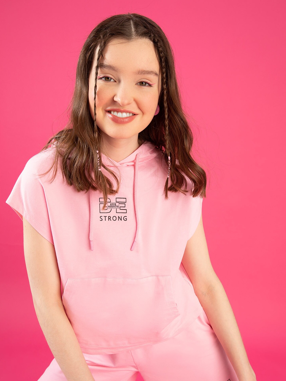 

DeFacto Typography Printed Hooded Pure Cotton Sweatshirt, Pink