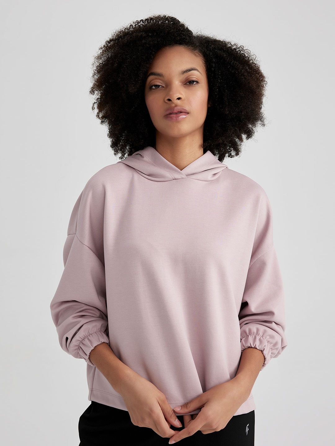 

DeFacto Drop Shoulder Hooded Pullover, Pink
