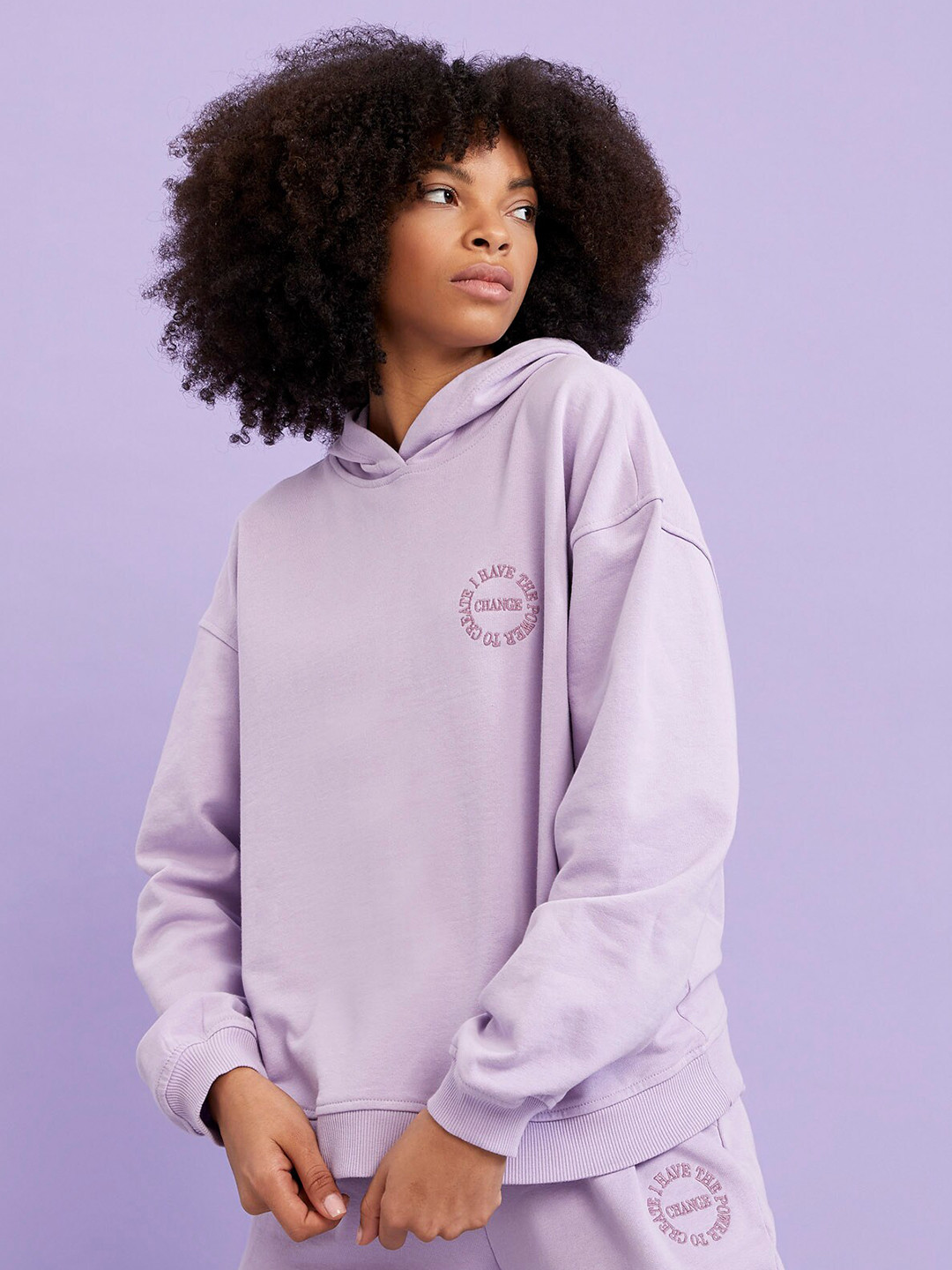 

DeFacto Hooded Drop Shoulder Sleeves Pullover, Purple