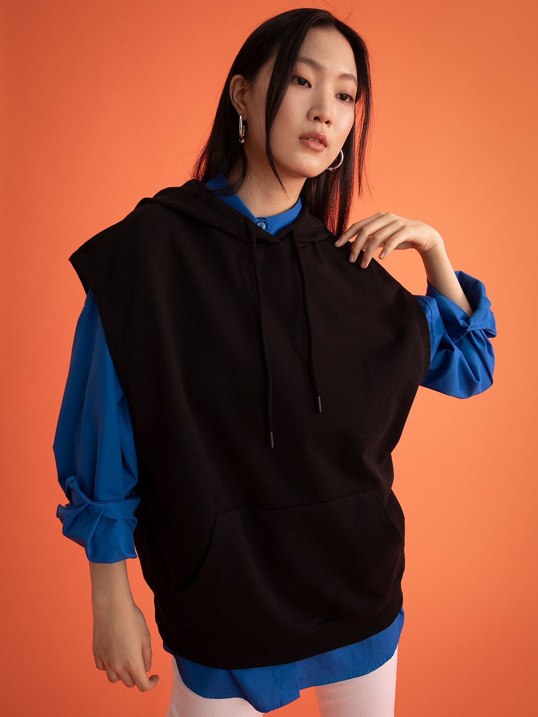

DeFacto Sleeveless Hooded Sweatshirt, Brown