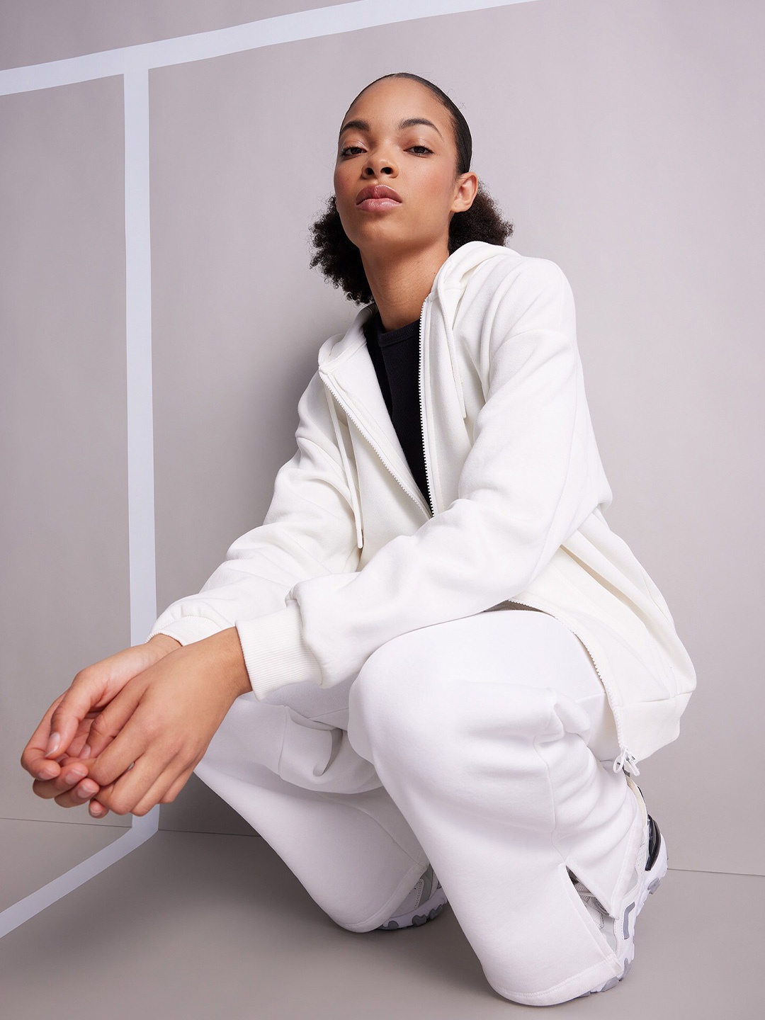 

DeFacto Longline Hooded Front-Open Sweatshirts, White