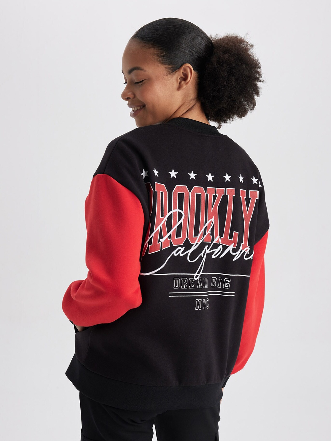 

DeFacto Typography Printed Cardigan, Black