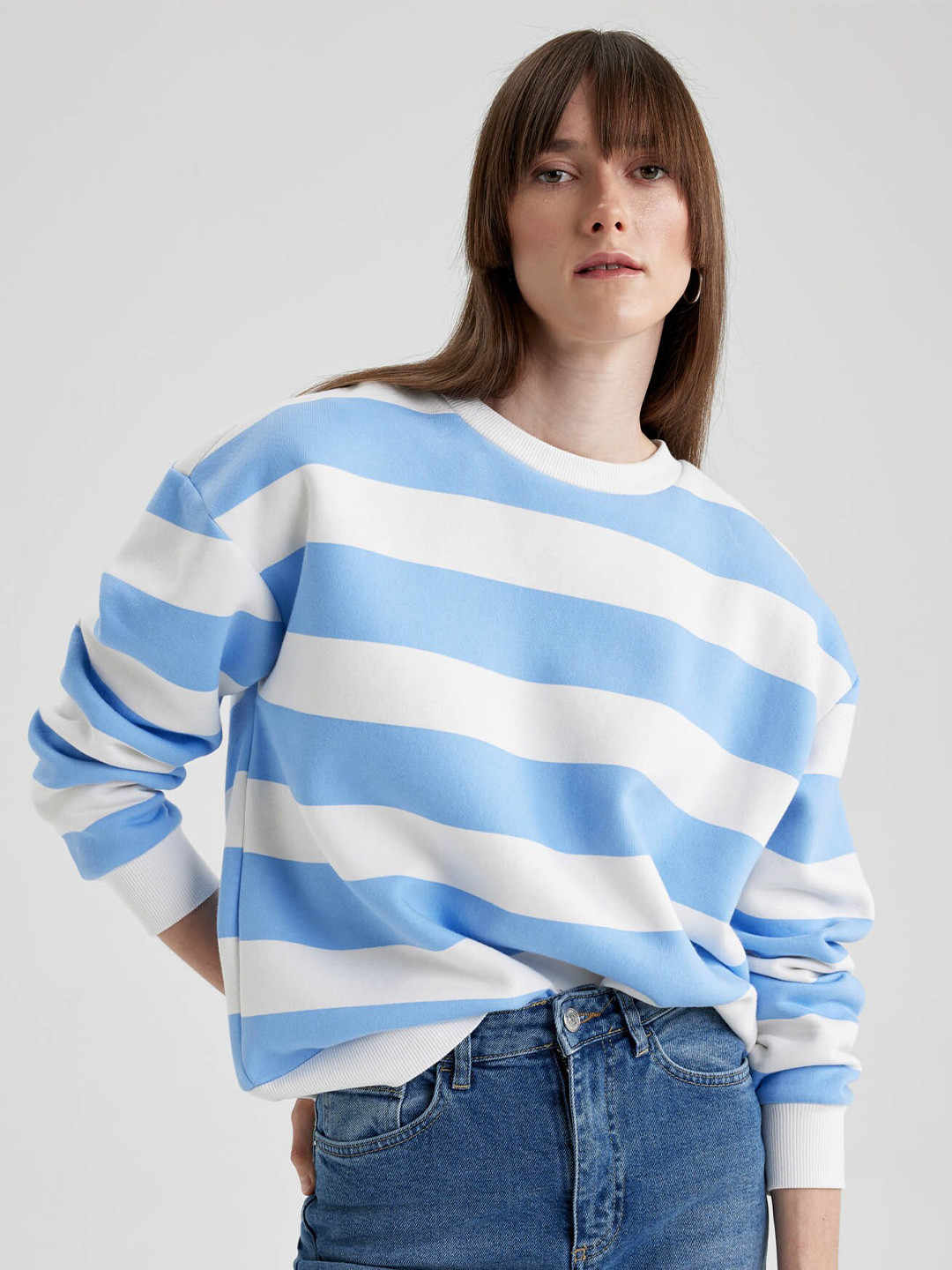 

DeFacto Women Striped Pullover Sweater, White