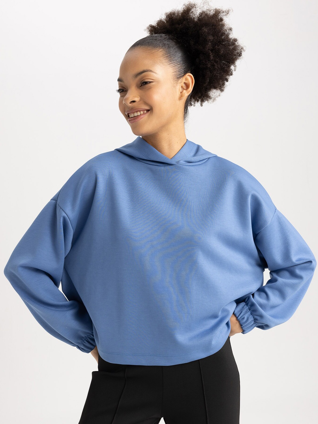 

DeFacto Hooded Pullover Sweatshirt, Blue