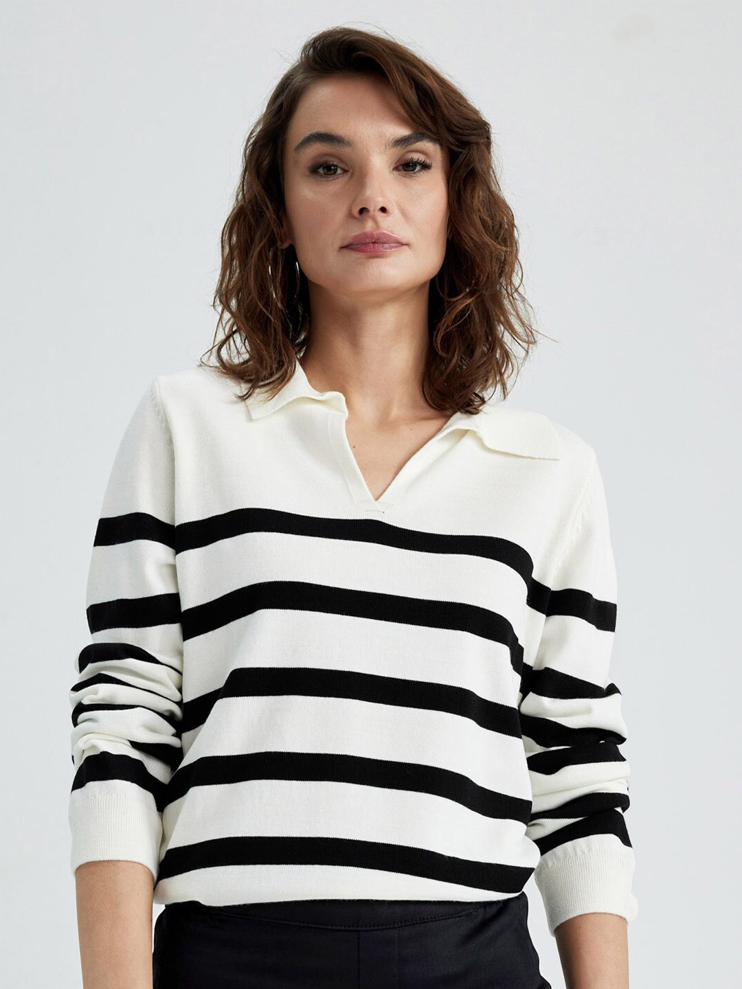 

DeFacto Women Striped Pullover Sweater, White