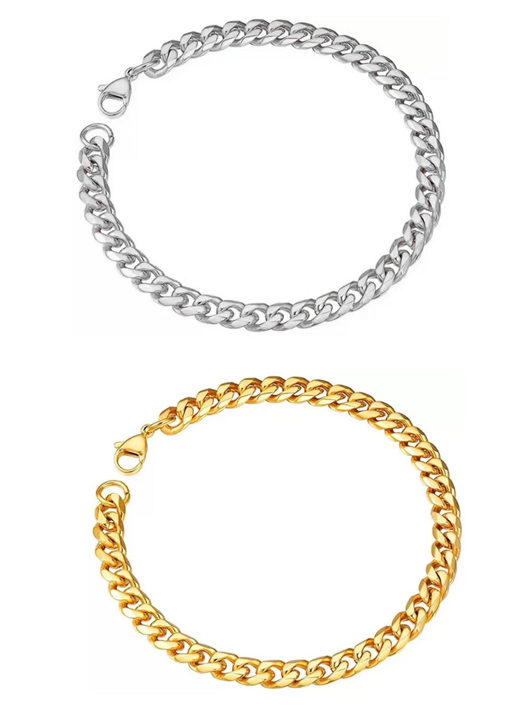 

OOMPH Men Set Of 2 Link Bracelet, Silver