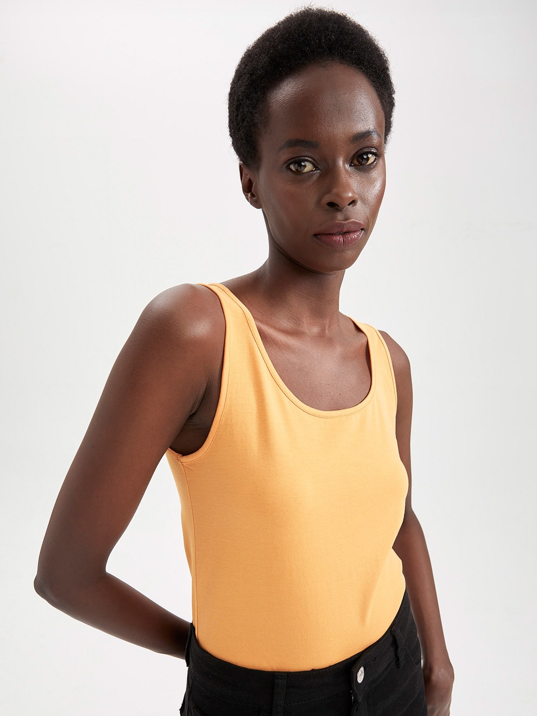 

DeFacto Scoop Neck Cotton Tank Top, Orange