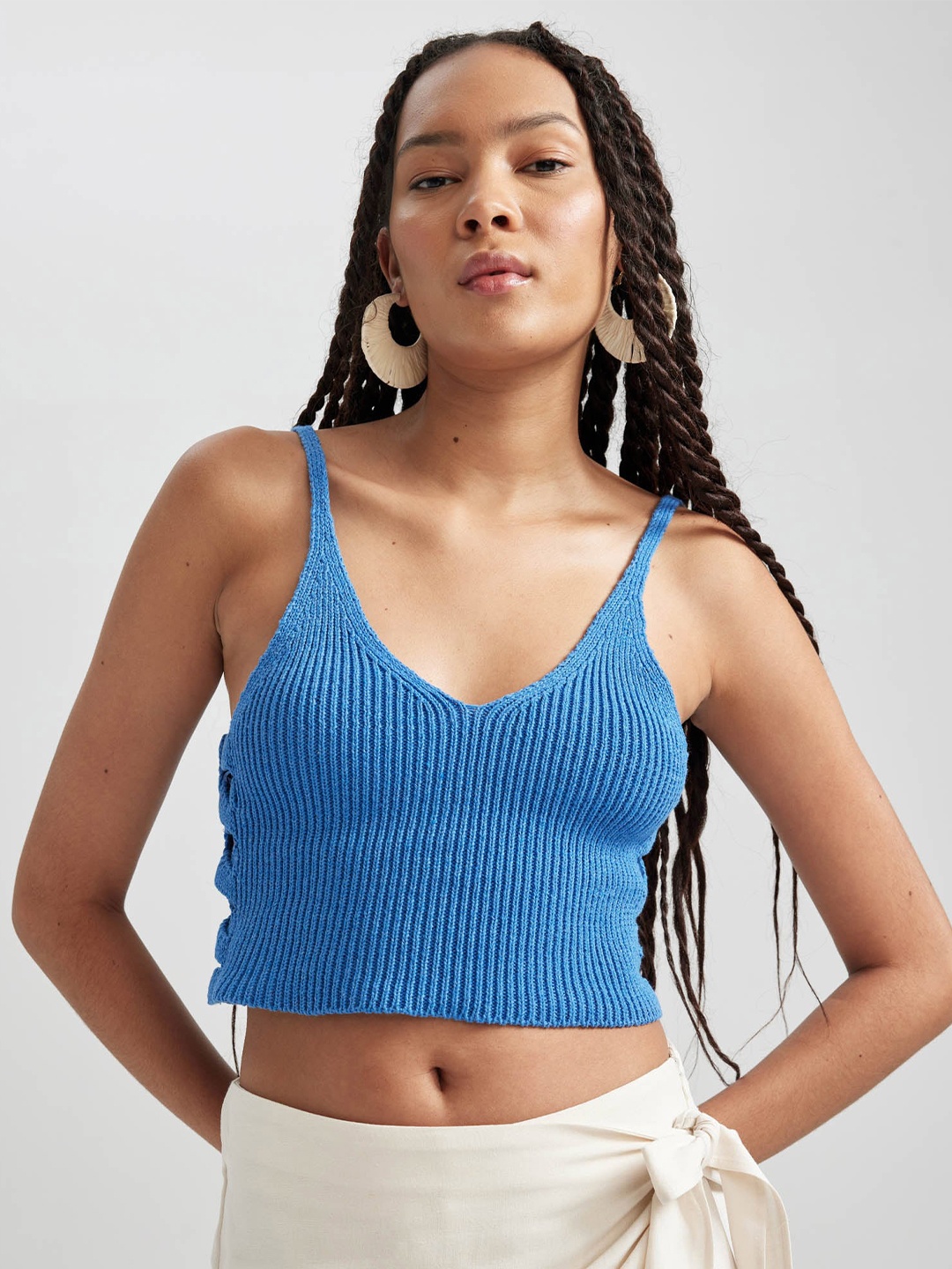 

DeFacto Cotton Bralette Crop Top, Blue