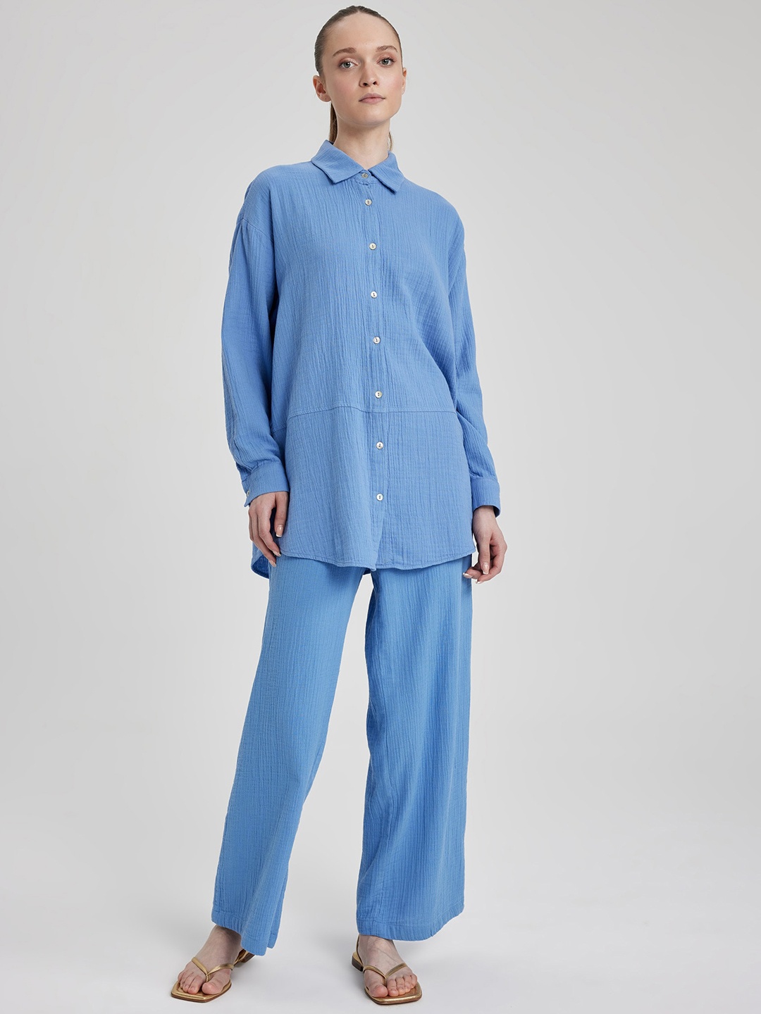 

DeFacto Women Mid-Rise Regular Trousers, Blue