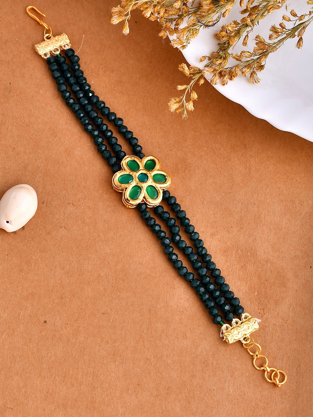 

Silvermerc Designs Gold-Plated Wraparound Bracelet, Green