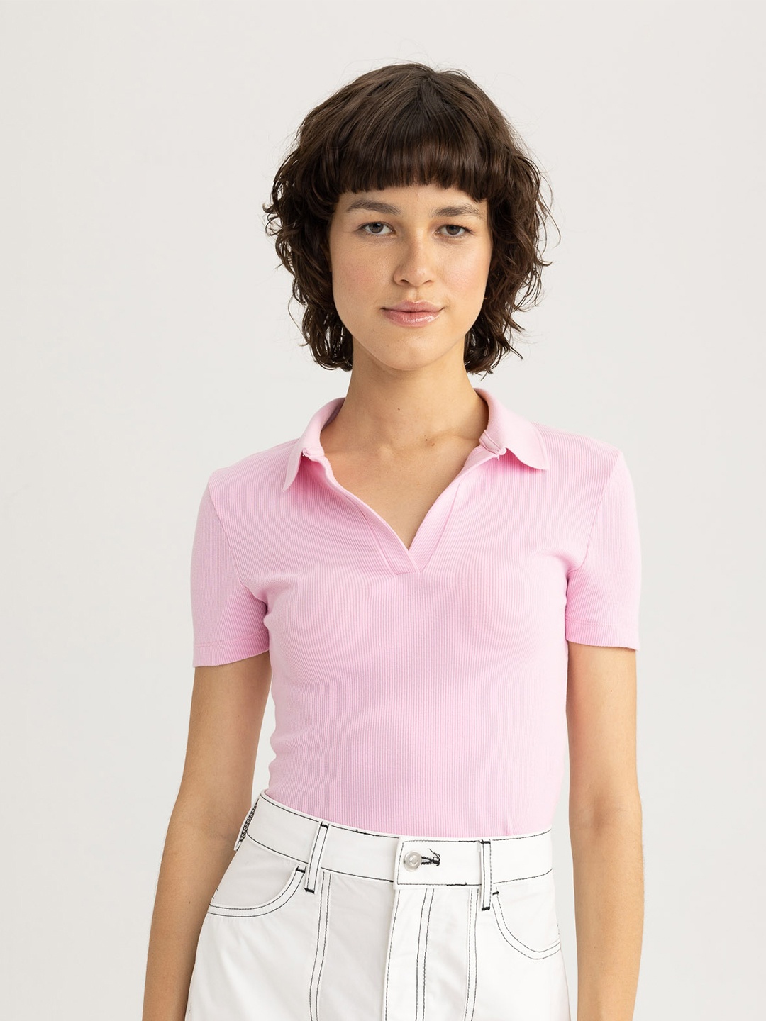 

DeFacto Polo Collar Short Sleeves T-shirt, Pink