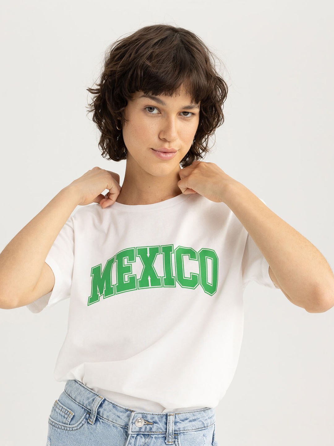

DeFacto Typography Printed Cotton T-shirt, White