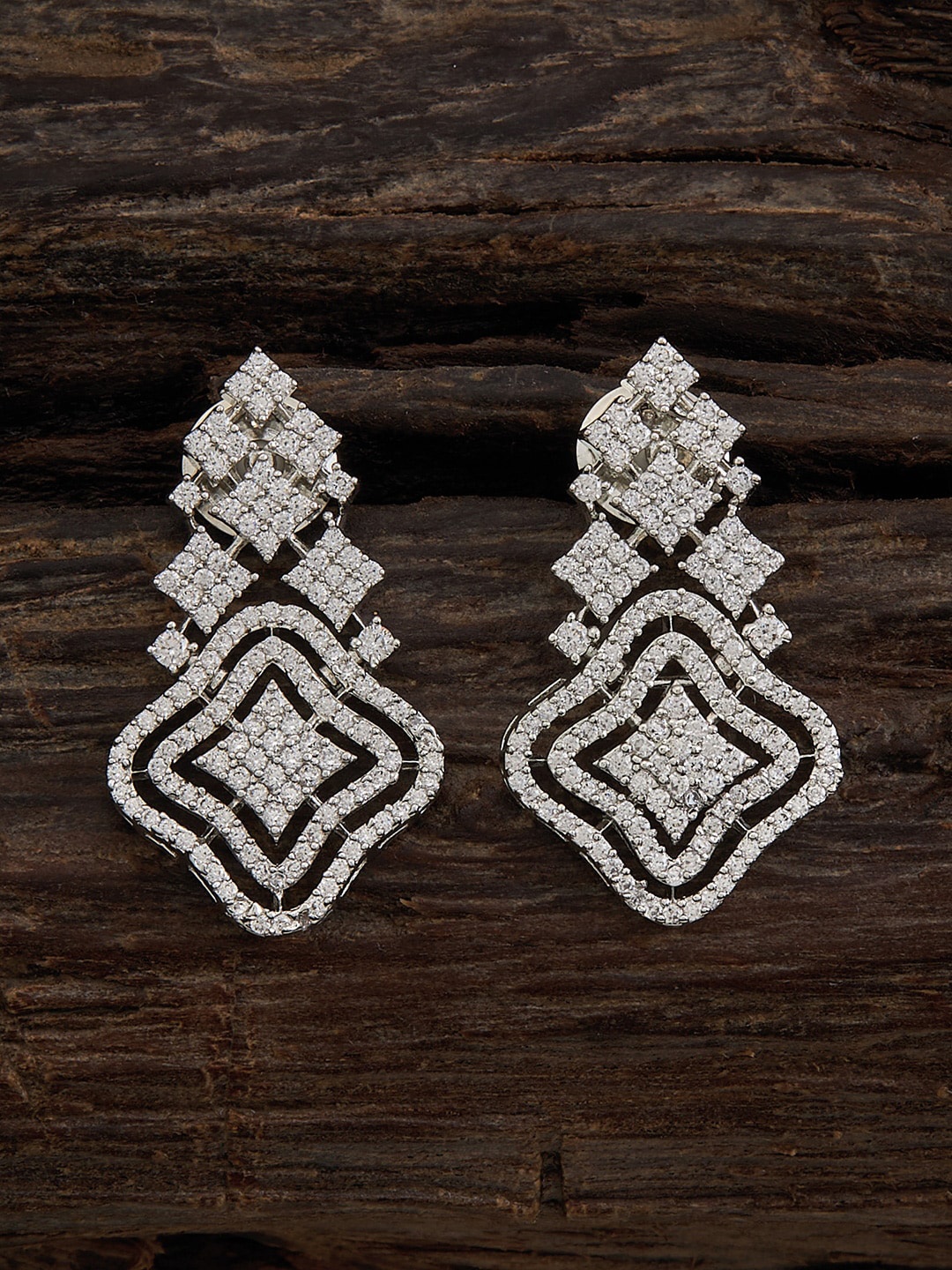 

Kushal's Fashion Jewellery Rhodium-Plated Contemporary Drop Earrings, Silver