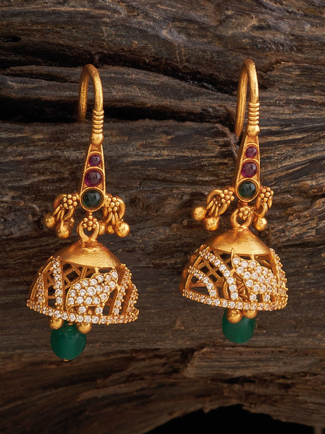 

Kushal's Fashion Jewellery Gold-Plated Dome Shaped Jhumkas