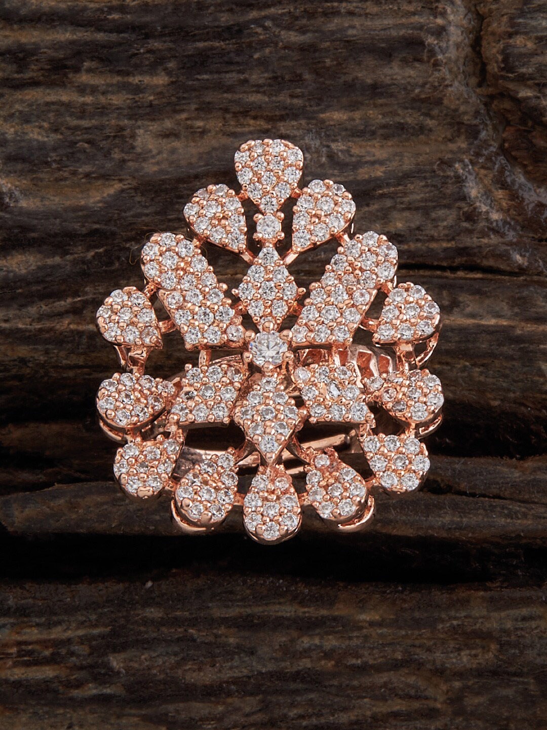 

Kushal's Fashion Jewellery Rose Gold-Plated CZ Studded Finger Ring