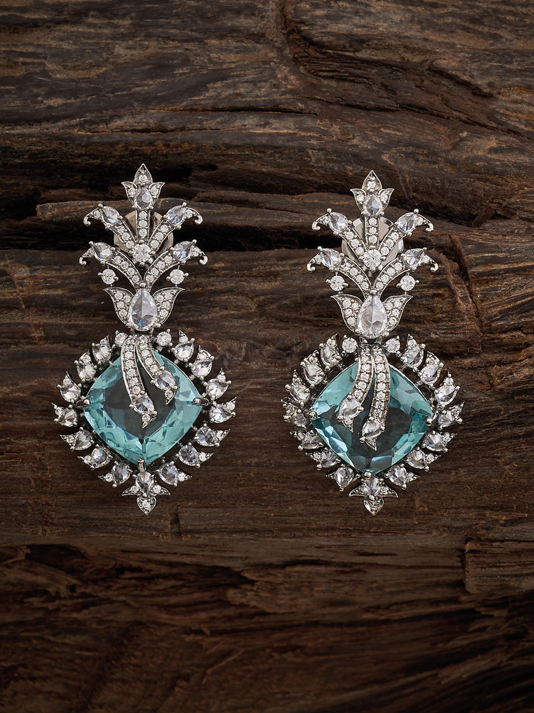 

Kushal's Fashion Jewellery Rhodium-Plated Leaf Shaped Drop Earrings, Silver