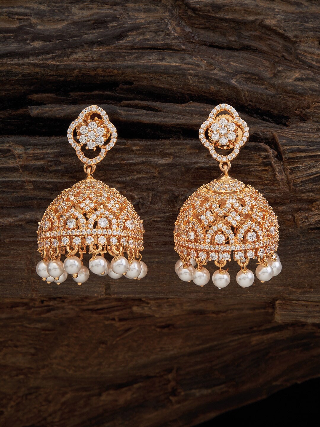 

Kushal's Fashion Jewellery Gold-Plated Dome Shaped Jhumkas