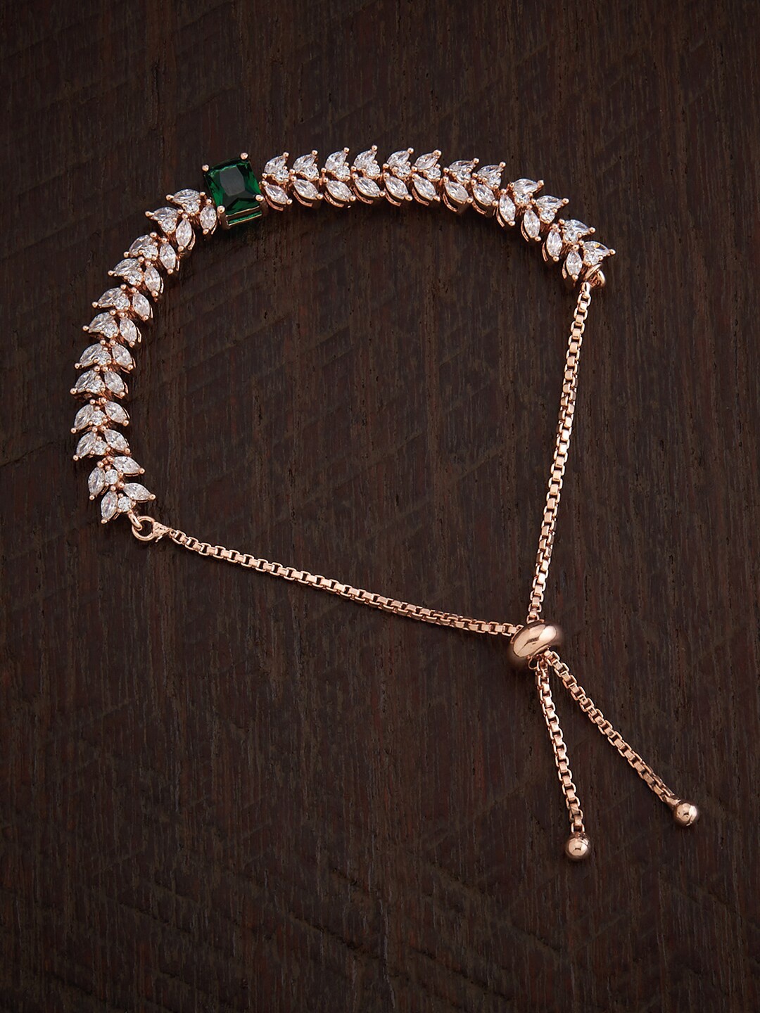 

Kushal's Fashion Jewellery Cubic Zirconia Rose Gold-Plated Cuff Bracelet