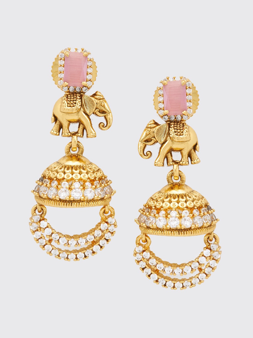 

Kushal's Fashion Jewellery Gold-Plated Dome Shaped Jhumkas Earrings