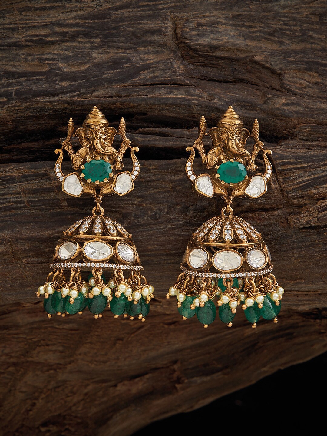 

Kushal's Fashion Jewellery 92.5 Pure Silver Gold-Plated Dome Shaped Jhumkas