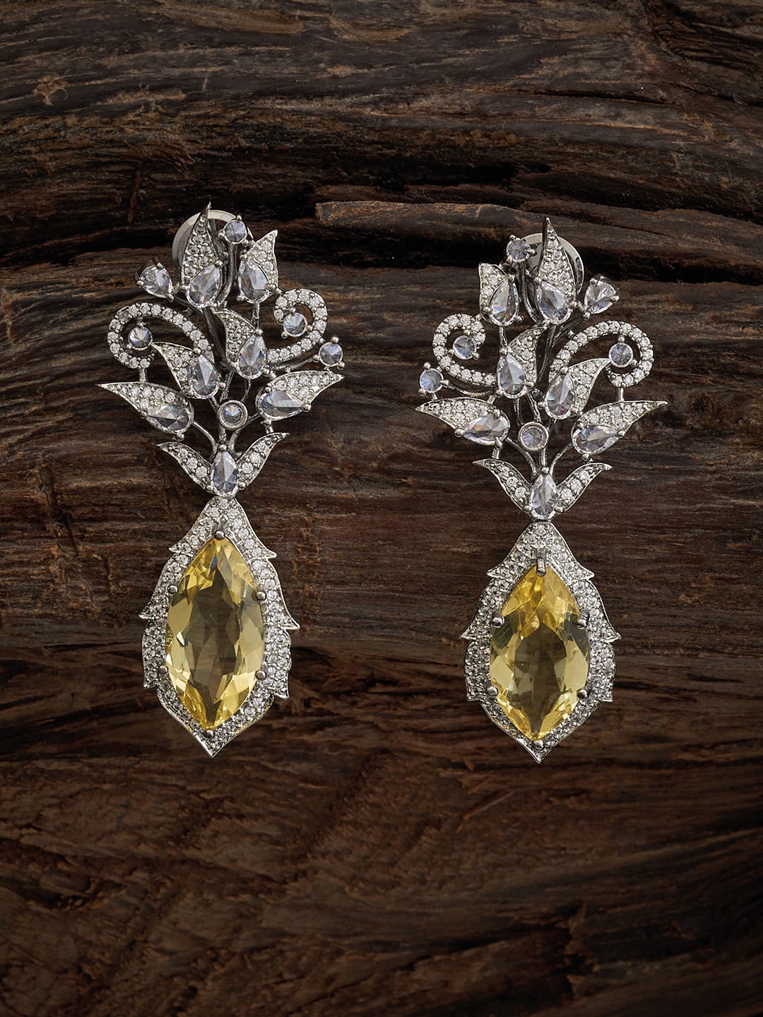 

Kushal's Fashion Jewellery Leaf Shaped Drop Earrings, Silver