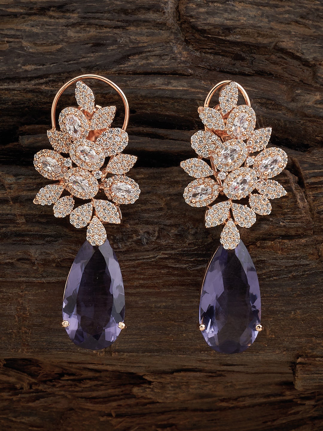 

Kushal's Fashion Jewellery Rose Gold-Plated Teardrop Shaped Drop Earrings
