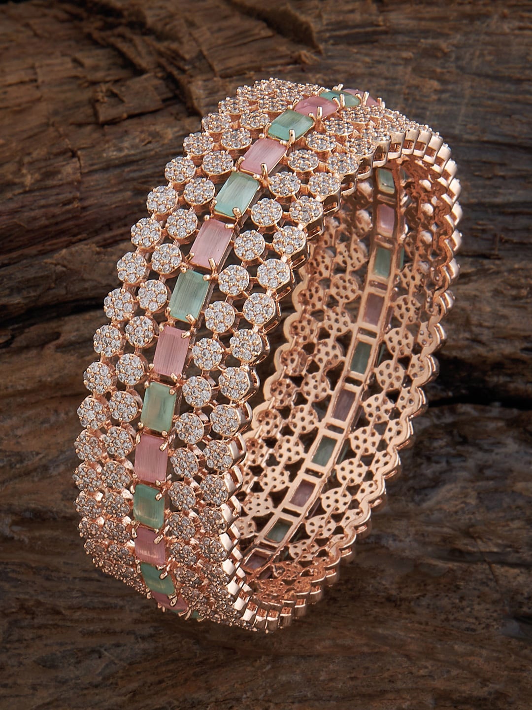 

Kushal's Fashion Jewellery Rose Gold-Plated & Stone-Studded Bangles