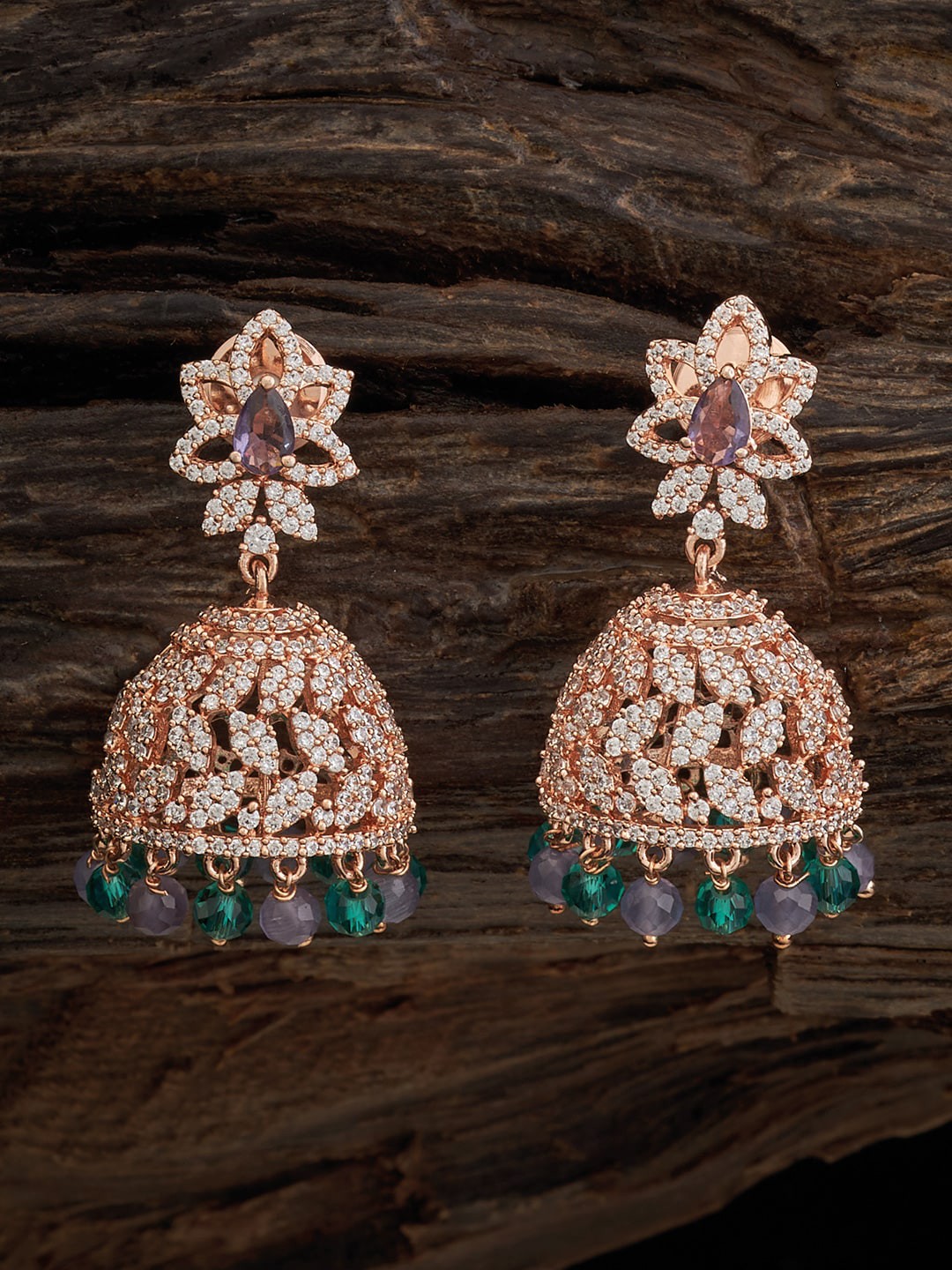 

Kushal's Fashion Jewellery Rose Gold-Plated Dome Shaped Jhumkas