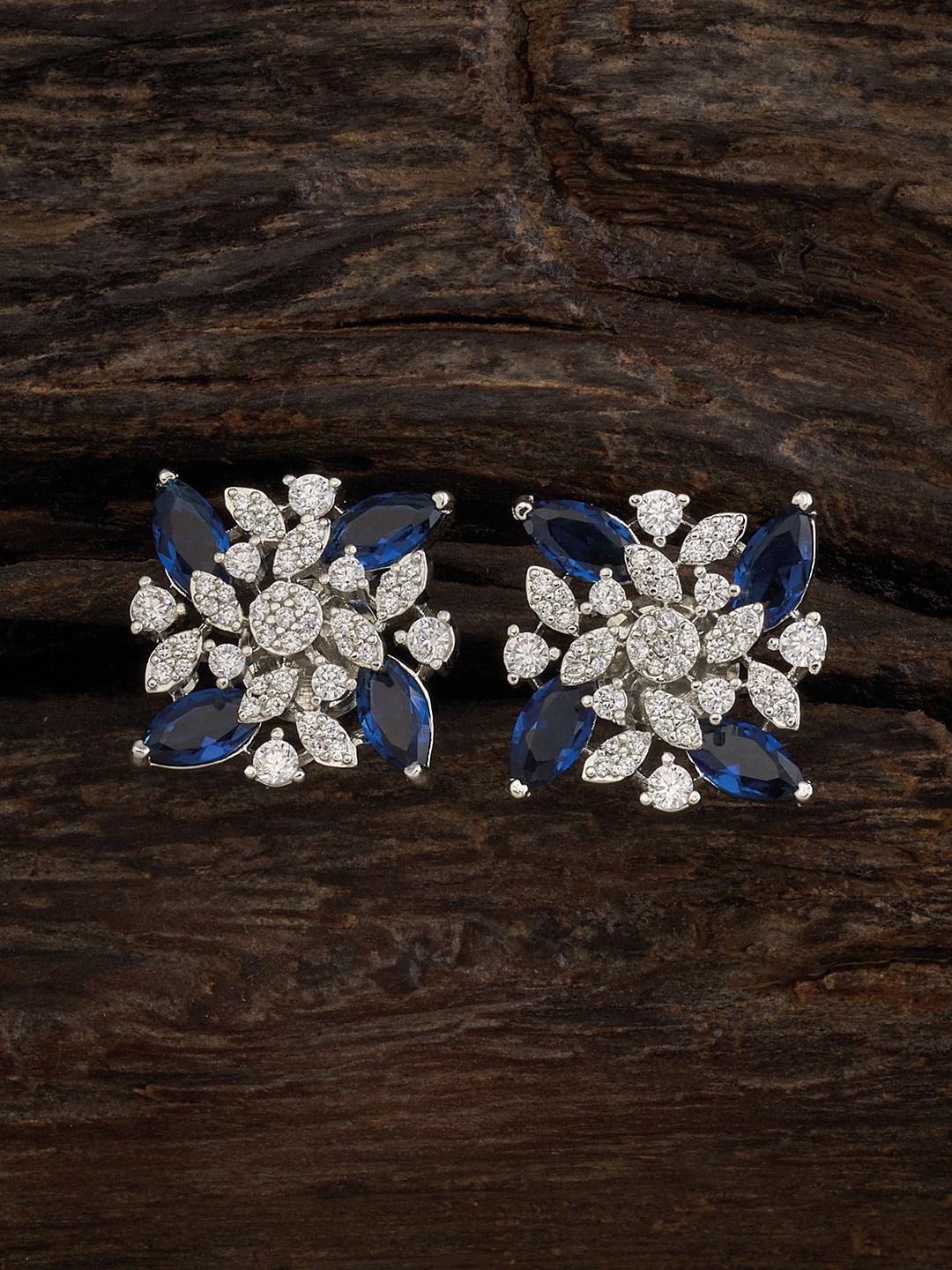 

Kushal's Fashion Jewellery Blue Floral Studs Earrings