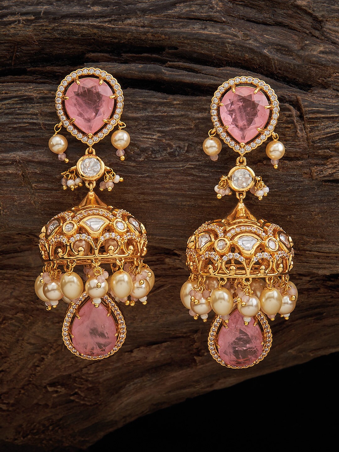 

Kushal's Fashion Jewellery Gold-Plated Dome Shaped Jhumkas