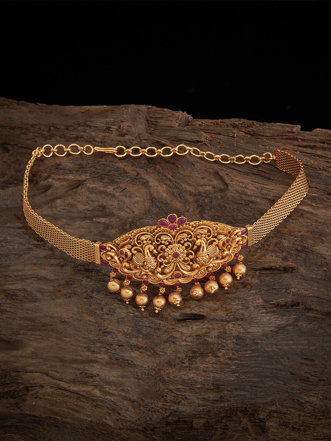 

Kushal's Fashion Jewellery Gold-Plated Ruby Antique Link Bracelet