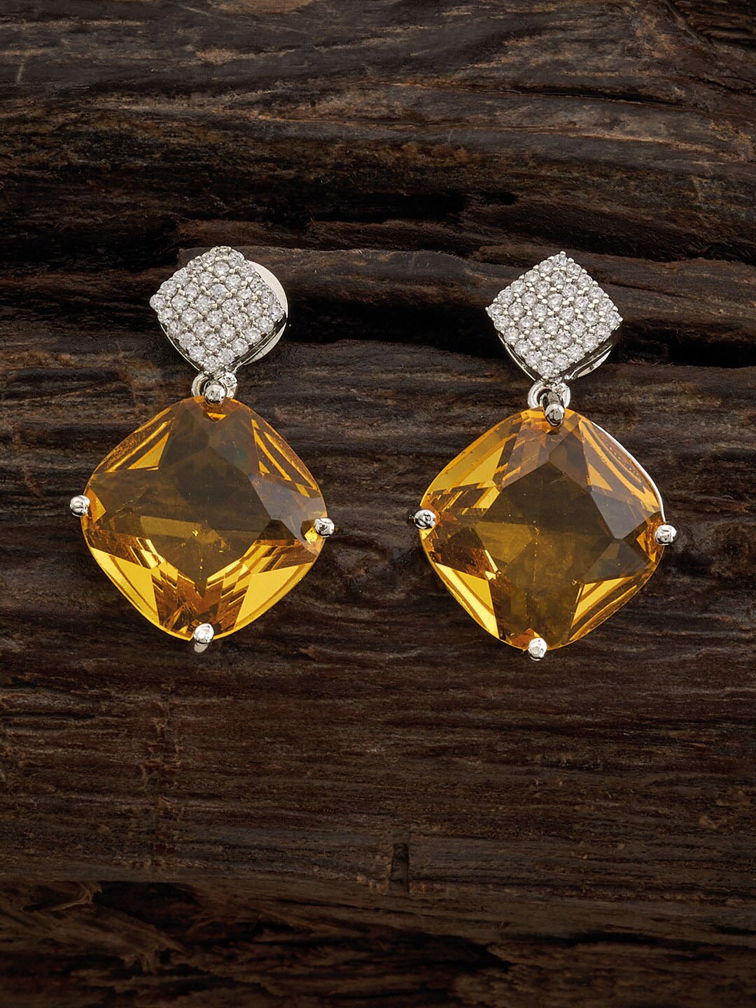 

Kushal's Fashion Jewellery Yellow Diamond Shaped Studs Earrings