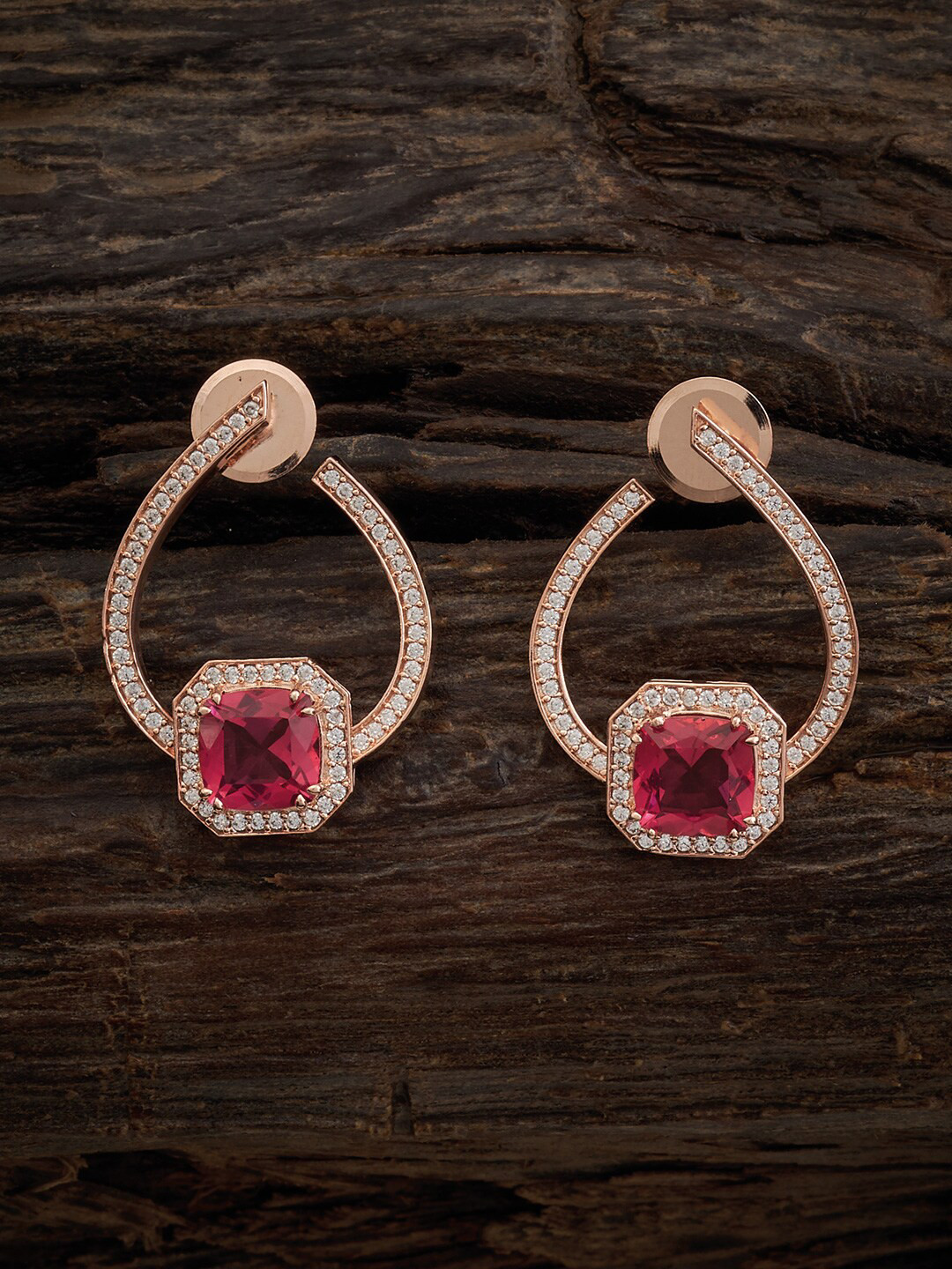 

Kushal's Fashion Jewellery Teardrop Shaped Hoop Earrings, Red