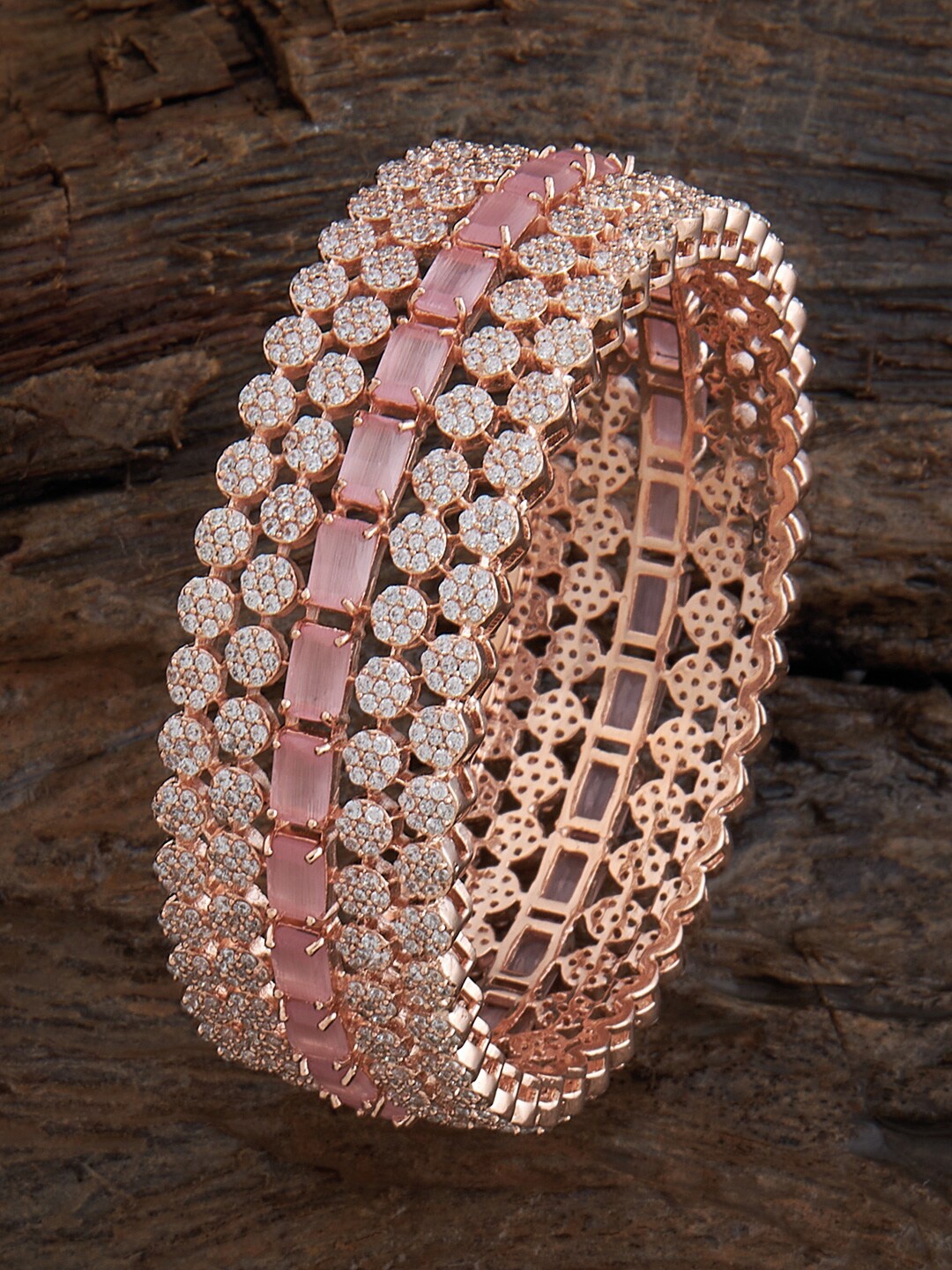 

Kushal's Fashion Jewellery Rose Gold-Plated & Stone-Studded Bangles