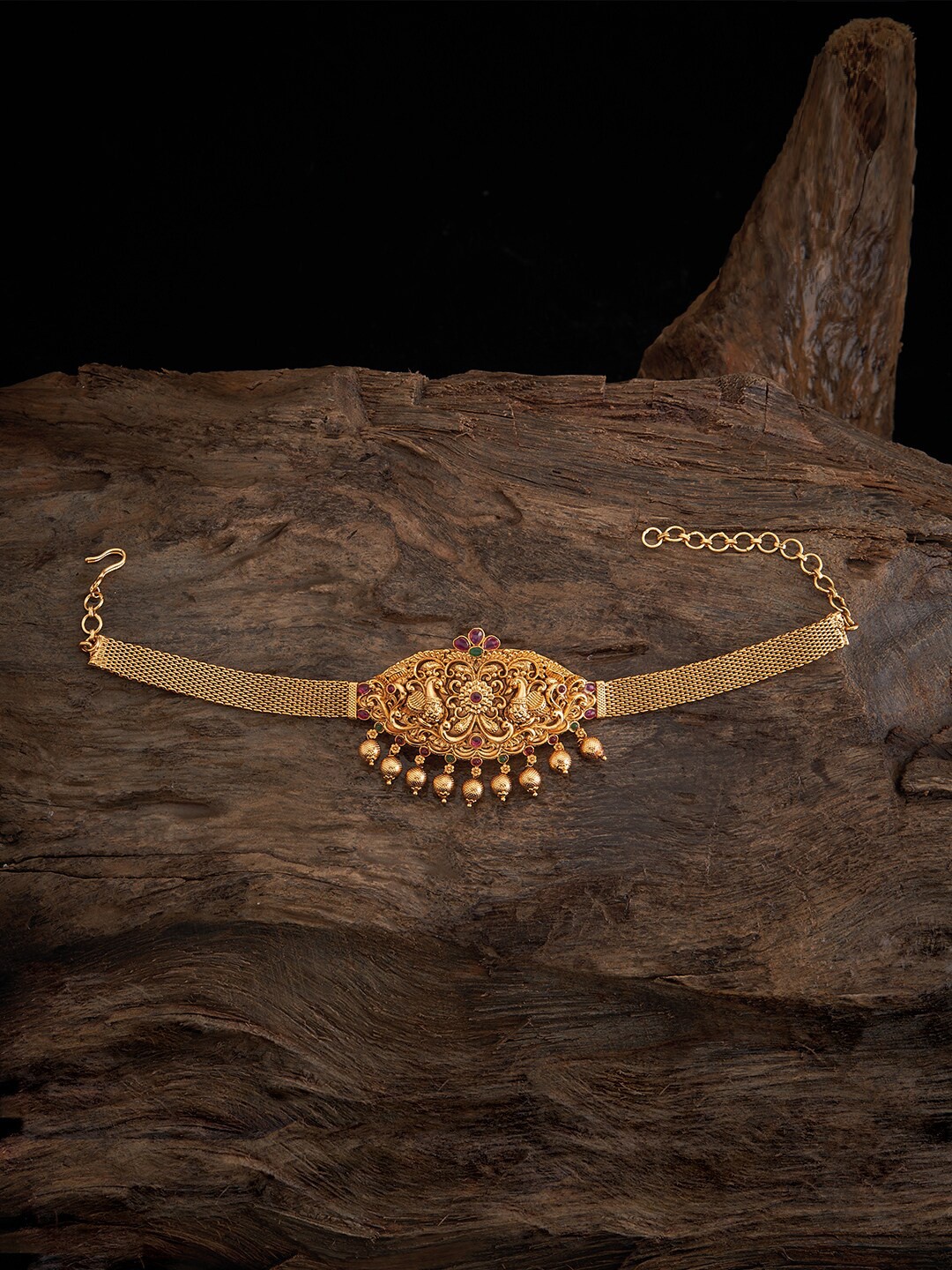 

Kushal's Fashion Jewellery Gold-Plated Studded Link Bracelet