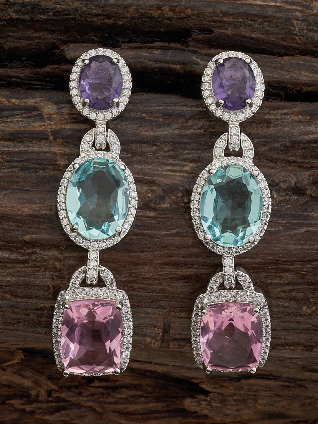 

Kushal's Fashion Jewellery Diamond Shaped Drop Earrings, Silver