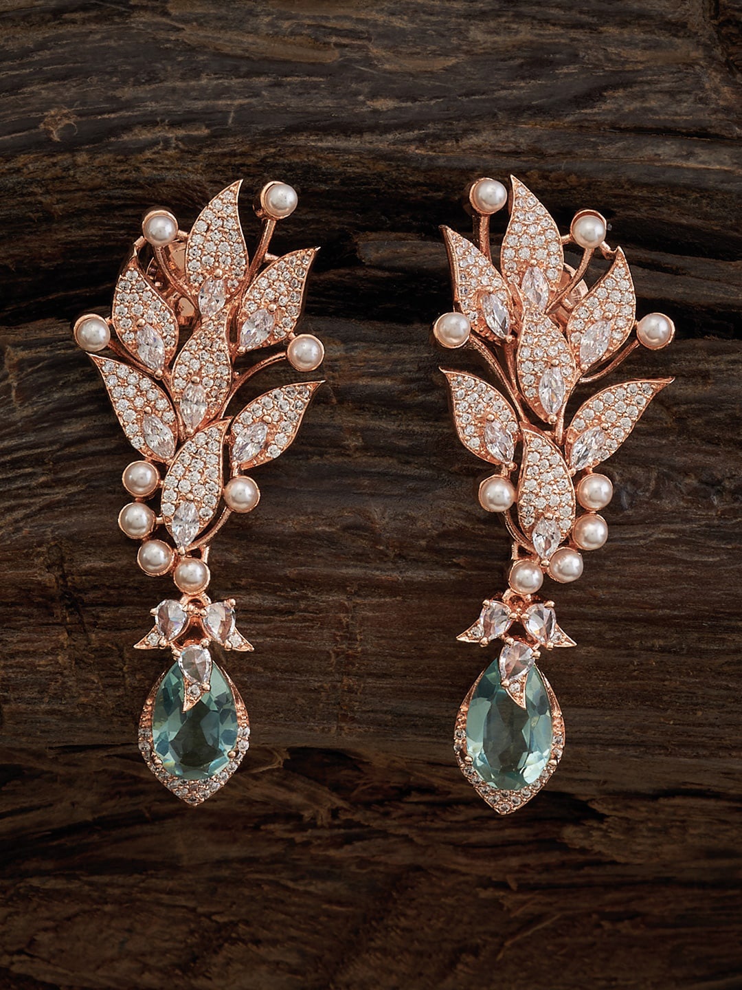 

Kushal's Fashion Jewellery Leaf Shaped Drop Earrings, Rose