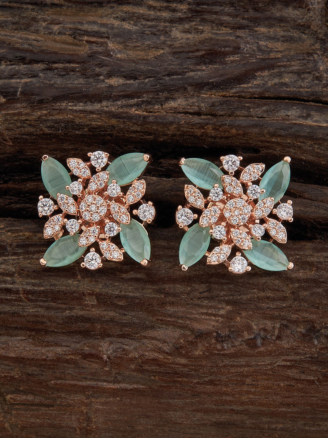 

Kushal's Fashion Jewellery Rose Gold-Plated Floral Studs Earrings