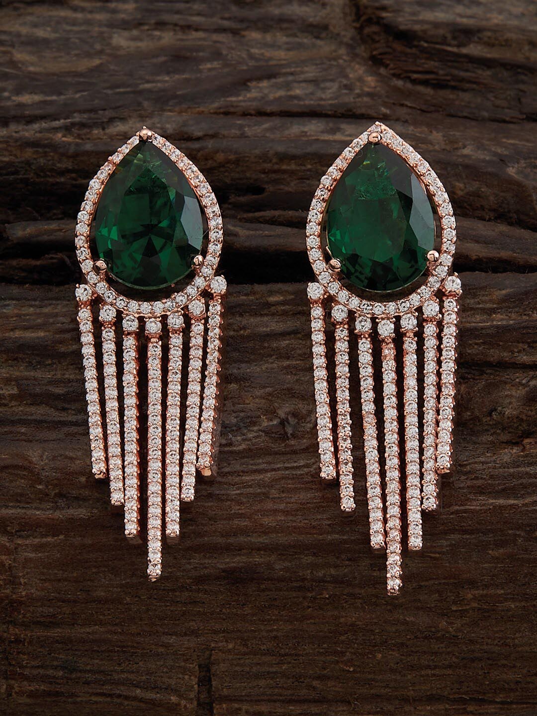 

Kushal's Fashion Jewellery Rose Gold-Plated Teardrop Shaped Drop Earrings