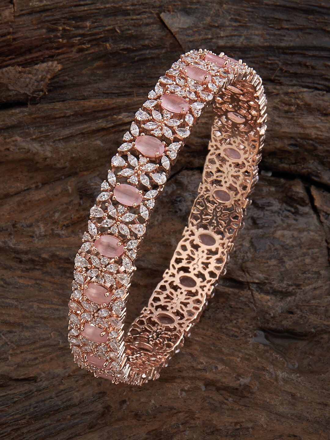 

Kushal's Fashion Jewellery Rose Gold-Plated Zircon-Studded Bangle