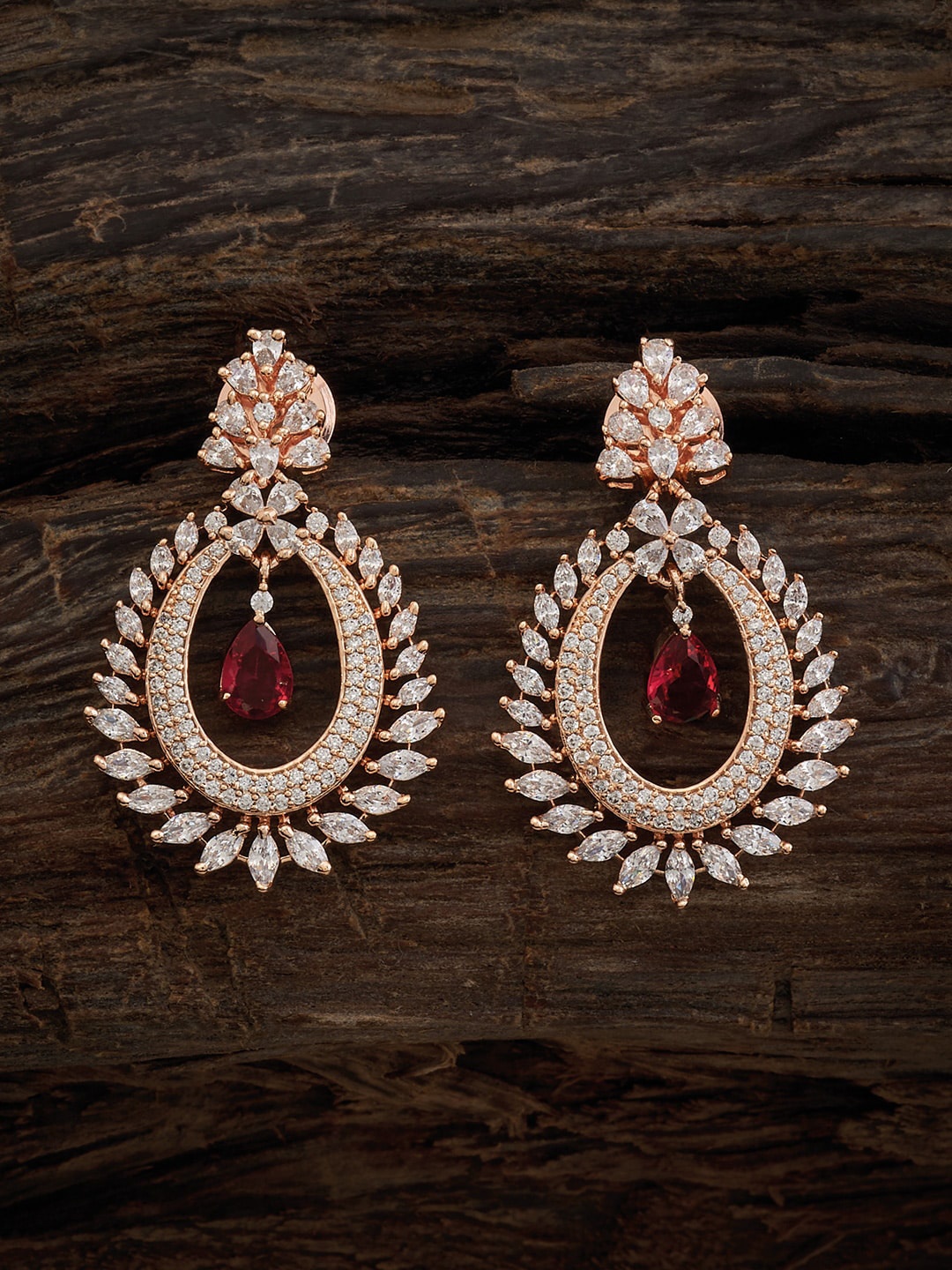 

Kushal's Fashion Jewellery Rose Gold-Plated Oval Drop Earrings