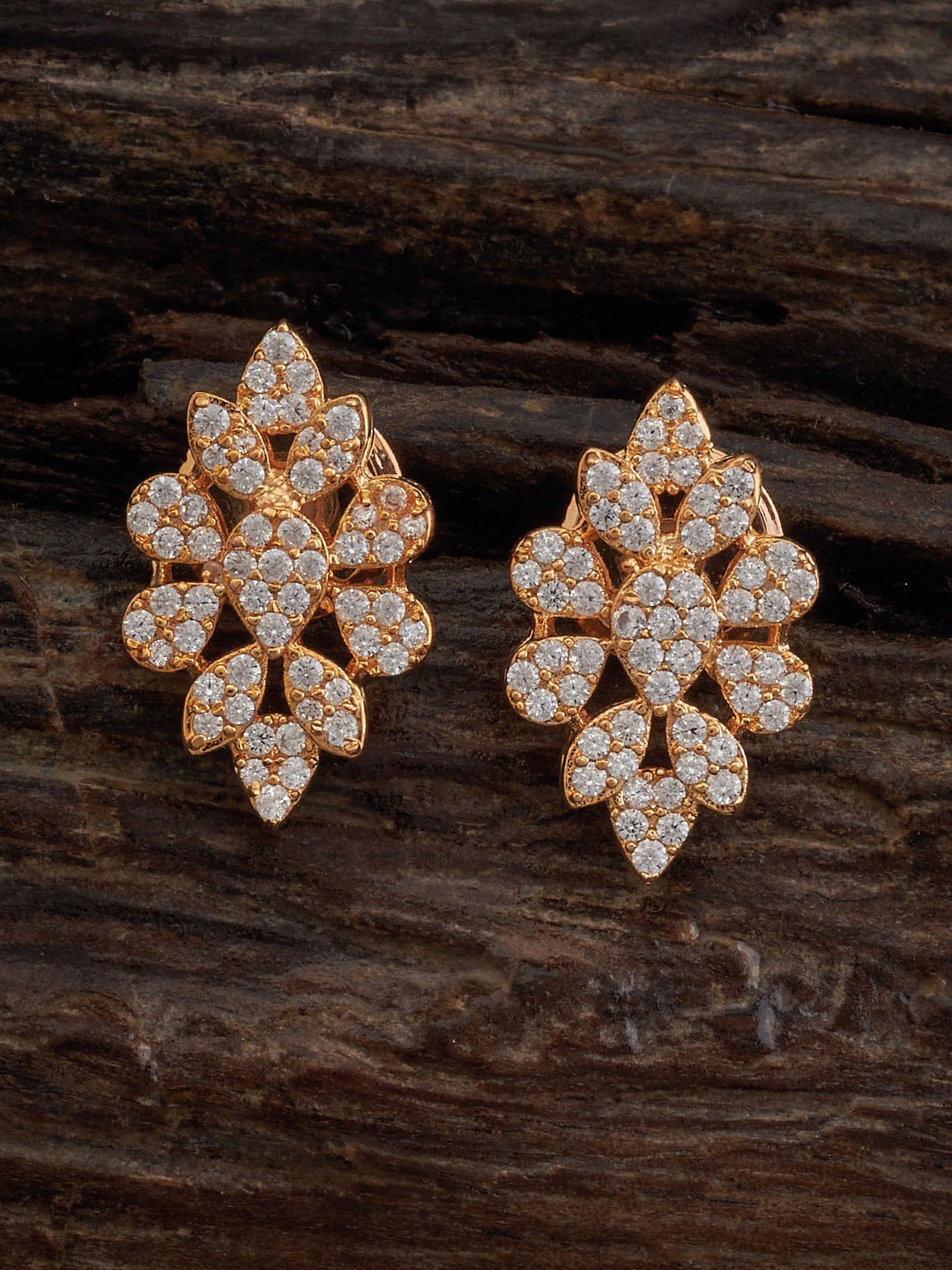 

Kushal's Fashion Jewellery Gold-Plated Floral Studs Earrings, Rose gold