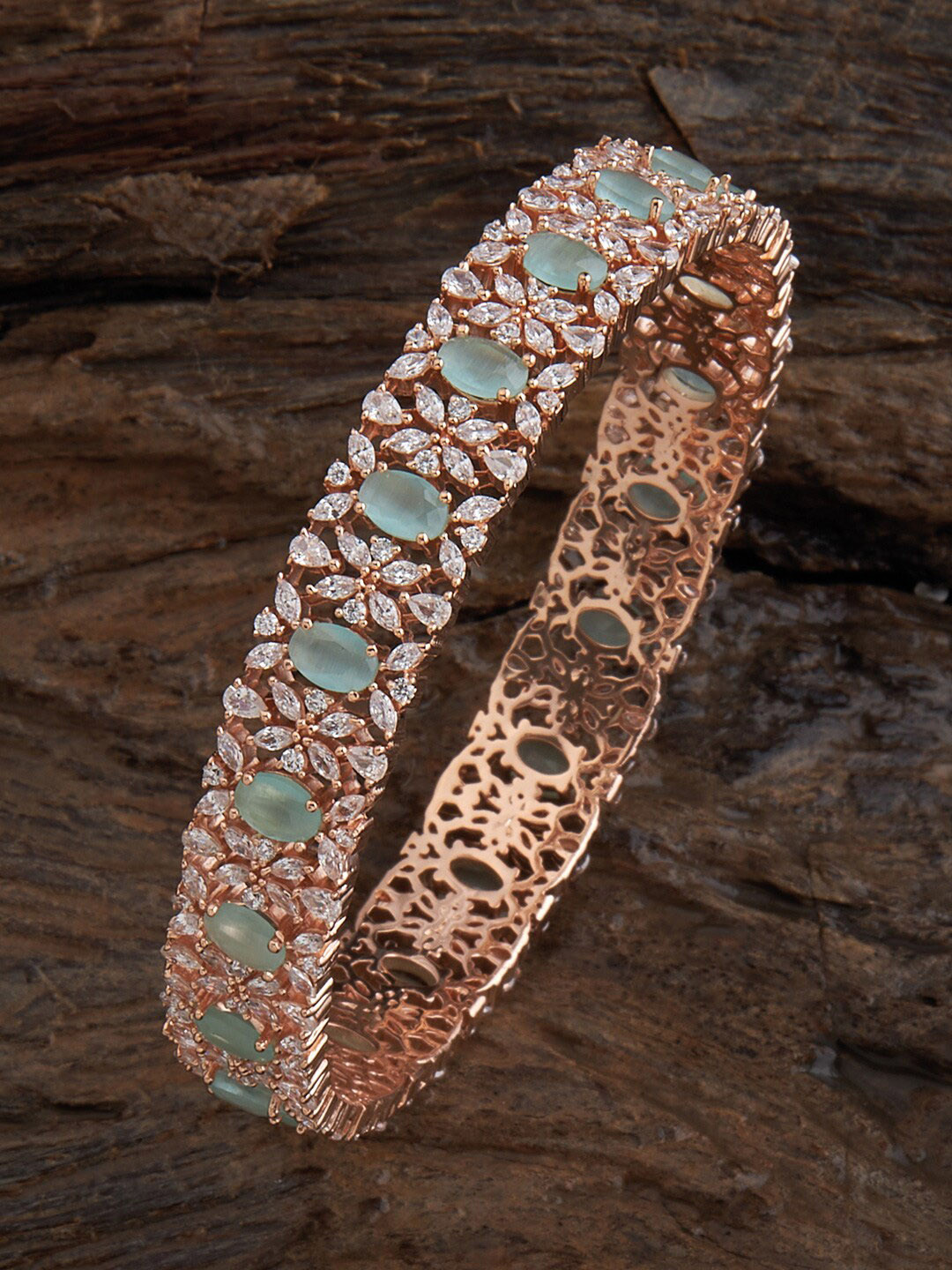 

Kushal's Fashion Jewellery Rose Gold-Plated Zircon-Studded Bangle