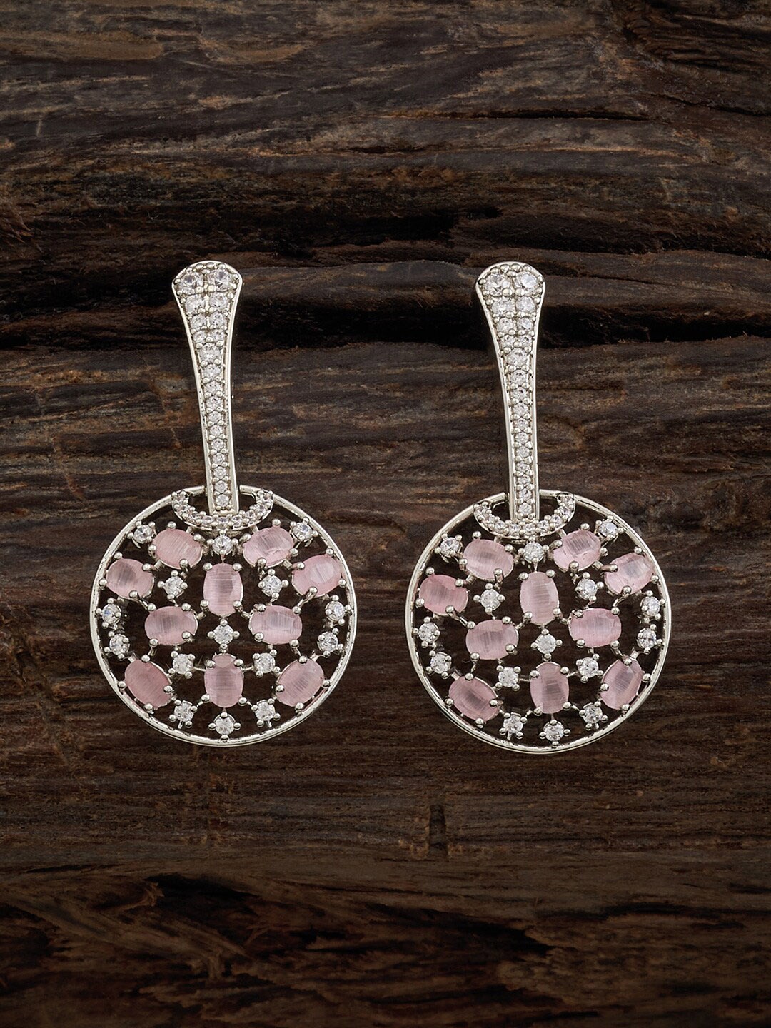 

Kushal's Fashion Jewellery Rhodium-Plated Cubic Zirconia Contemporary Drop Earrings, Silver