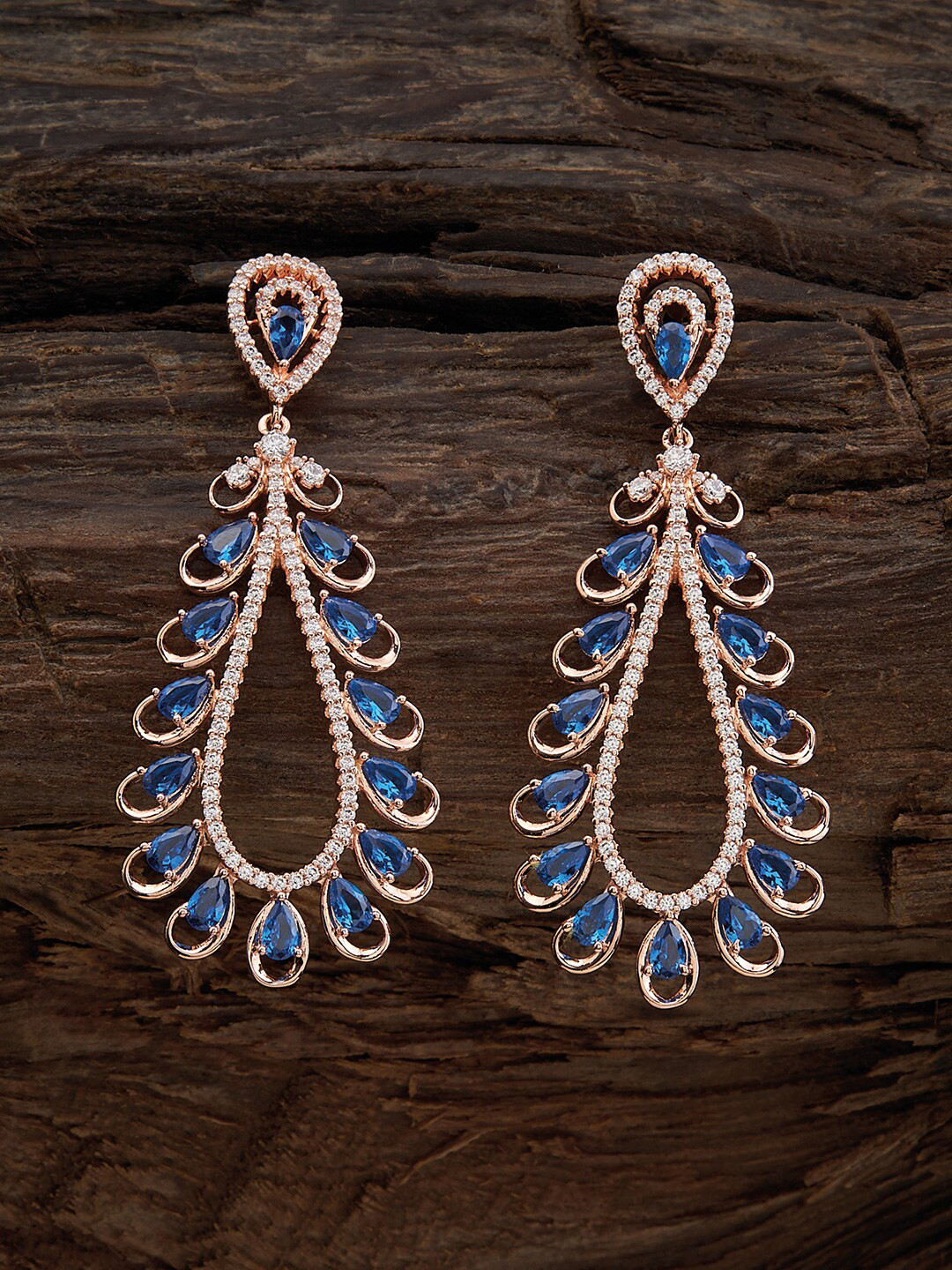 

Kushal's Fashion Jewellery Rose Gold-Plated Cubic Zirconia Teardrop Shaped Drop Earrings